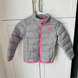 The North Face girls XS 6 pink grey jacket puffer rain